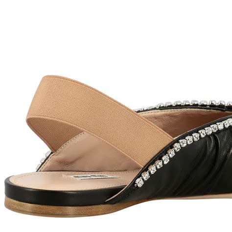 miu miu rhinestone flats|midi miu flat sandals.